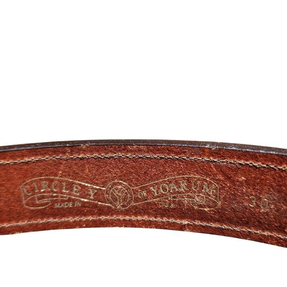 Vintage Western Women’s Leather Belt Circle Y Of Yoakum Size 30 8593 - Picture 6 of 7